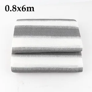 0.8x6m (2.6ftx19.7ft) 80% Shading Grey White Stripe HDPE Garden Sun Shades Net Outdoor Shade Cloth Terrace Privacy Net