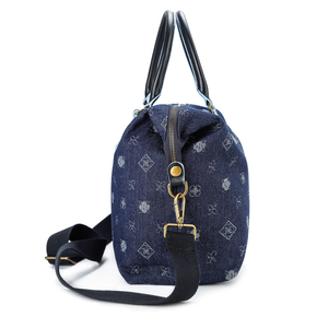 Sac à main en denim indigo rétro avec motif brodé et bretelles convertibles - Product Image 2