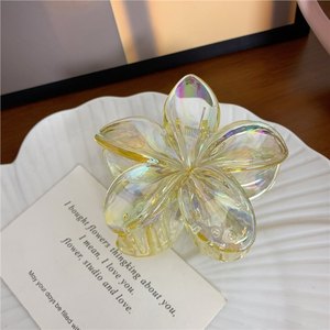 Wholesale 8cm New Color Transparent Plastic Flower Hair <b>Clips</b> Premium Frangipani Fashion Hair Claw with Card For Women And Girls - Product Image 6