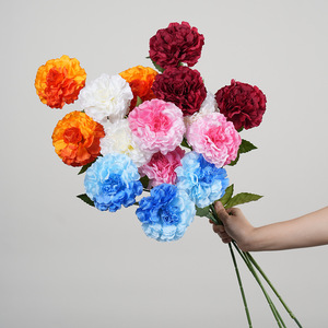 Bouquet de pivoines artificielles Greenway à 3 têtes, pétales en PVC impériaux, arrangement floral décoratif pour la maison, les fêtes et les festivals - Product Image 1