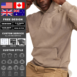 เสื้อฮู้ดดี้ผู้ชาย KingSen รุ่น Heavyweight ผ้าฝ้ายเฟรนช์เทอร์รี่ 100% ทรงหลวม พิมพ์ลายนูน สไตล์สตรีทแวร์ - Product Image 2