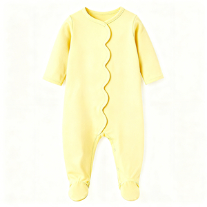 Mono de Bebé con Borde Festoneado, Suave y Cómodo, de Viscosa de Bambú, Manga Larga, Pijama para Dormir para Recién Nacidos - Product Image 2
