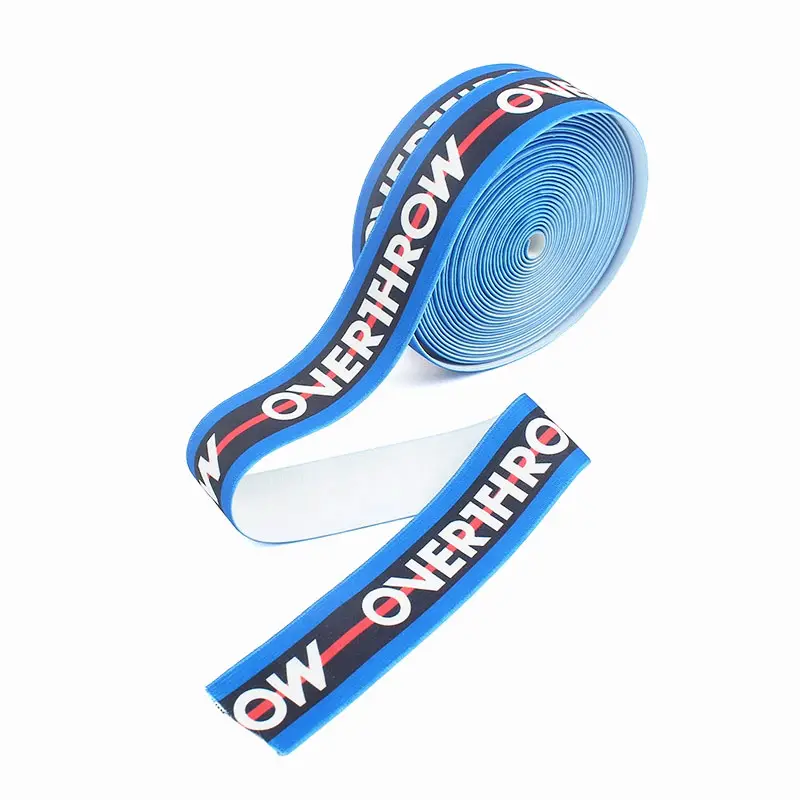 Custom Gedrukt Naam Logo Roll Geweven Stof Polyester Bias Elastische Band Tapes Voor Ondergoed En Badmode