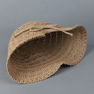 Chapeau Bob Tricoté d'Été pour Femme, Style Pêcheur, à Nœud et Fente Arrière, Couleur Unie, Jacquard, Rayé, Protection Solaire - Product Image 4