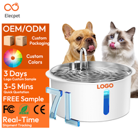 Fontaine à eau pour chien Elecpet en plastique 7L avec plateau en acier inoxydable, filtration 4 couches, fenêtre de visualisation et LED pour distributeur d'eau pour animaux de compagnie