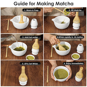 Juego de Té Matcha Japonés de 4 Piezas con Tazón de Polipropileno Grabado con Diseño de Mariposa, Batidor de PP para Ceremonia del Té, Café y Té - Product Image 4