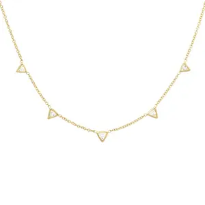 18K gold plated women jewelry triangle stone statement choker necklace