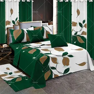 24個のベッドシーツセットコットンキングサイズカーテンとベッドシーツキルト寝具セットベッドシーツカーテンと枕カバーセット