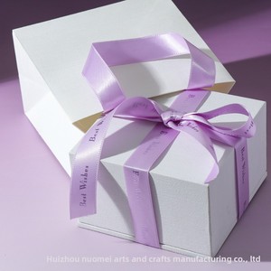 Purple Bow Silk Square <b>Jewelry</b> <b>Box</b> Fashionable Ring Earring <b>Necklace</b> <b>Box</b> High-End Embossed Gift <b>Box</b> with Best Wishes Design - Product Image 4