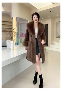 Nuevo abrigo de visón integrado cálido de invierno para mujer, abrigo largo de piel de lujo con pelo de marta para mujer, abrigo de talla grande - Product Image 6