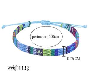 Estilo Nepalês Algodão e Linho Tecido Rainbow <span class=keywords><strong>Ankle</strong></span> <span class=keywords><strong>Bracelet</strong></span> <span class=keywords><strong>Rope</strong></span> Wide Adjustable Handmade Casal Homens Mulheres Pulseiras - Product Image 2