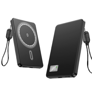 Banque d'alimentation portable 3-en-1 mince en métal 5000 mAh avec logo personnalisé et chargement magnétique sans fil - Product Image 2