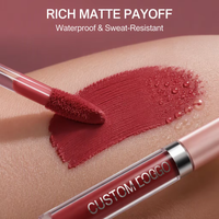 Personnalisation du produit imperméable mate lápiz labial de larga duración líquido lápiz labial Kit de etiqueta privada antiadherente Copa brillo de labios con HALAL