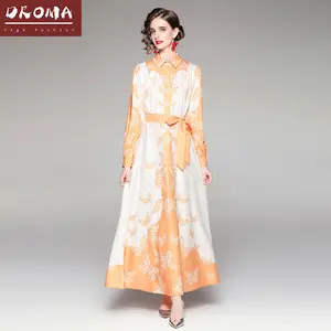 Droma 2021 ücretsiz örnek tedarikçisi elbiseler Oem/odm özel moda giyim yaz bayanlar kadınlar uzun kollu Maxi günlük elbiseler