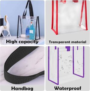 Multifunction Custom Logo Promotional Clear <b>Tote</b> Bag Bulk 12 X 12 X 6 Inch <b>Plastic</b> <b>Tote</b> Bag Color Handle Clear <b>Plastic</b> <b>Tote</b> Bag - Product Image 6
