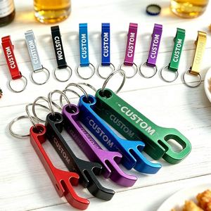 Porte-clés décapsuleur de bouteille de bière en métal avec logo personnalisé gravé au laser, porte-clés multifonctionnel vierge - Product Image 1