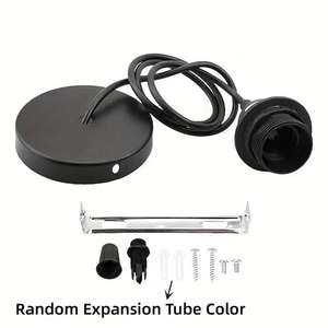 Lámpara Colgante Industrial con Base E27, <span class=keywords><strong>Lámparas</strong></span> Sencillas Colgantes en Blanco o Negro con Cable, Accesorios <span class=keywords><strong>de</strong></span> <span class=keywords><strong>Techo</strong></span>, Portalámparas Metálico - Product Image 2