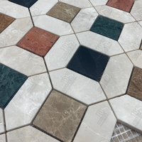 DS Carrelage Mosaïque Moderne en Pierre Naturelle Aiguisée Plancher Mural Cuisine Salle de Bain Dosseret Rouge Vert Beige Marbre Finition Aiguisée pour Hôtels