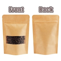Bruine Kraft Stand-up Pouches met transparant venster, hersluitbare ziplock zakken, hitte-sealbaar voor gedroogd fruit, koffiebonen en snacks