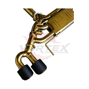 Vortex Polished Gold Valved Catback <b>Exhaust</b> for Nissan GT-R R35 3.8L V6 Twin Turbo VR38DETT Quad Black Tips Racing System - Product Image 4