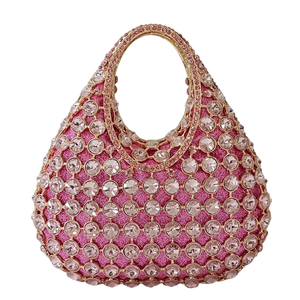 Pochette de soirée raffinée pour femme avec poignée supérieure, ornée de strass brillants, sac à main tendance pour banquets et sorties nocturnes - Product Image 5
