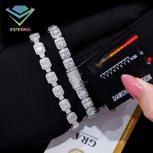 High Quality Hip Hop 18k Gold Plated 925 Sterling <b>Silver</b> VVS Moissanite GRA Certificate Cuban Link Chain <b>Bracelet</b> for Men Gift - Product Image 5
