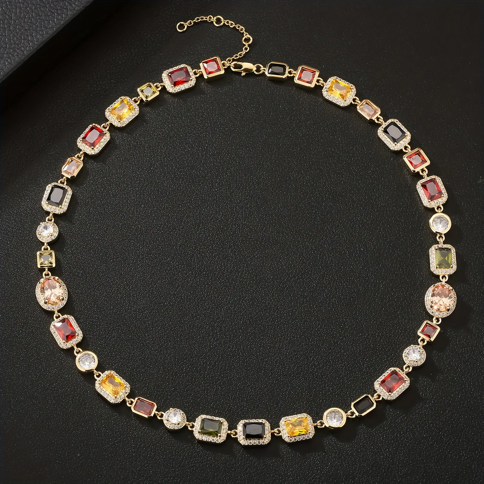 Multicolore CZ catena arcobaleno girocollo 18K placcato oro Multi gemme zircone gioielli da donna 10mm oro colorato gemma collana per gli uomini