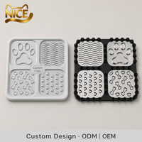Gamelle anti-glouton en acier inoxydable avec base à ventouse et tapis à lécher, gamelle puzzle à 4 compartiments pour chats et chiens NicePets