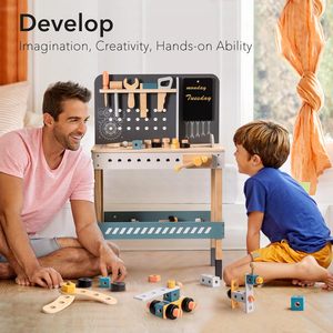 <strong>Kids</strong> <strong>Tool</strong> <strong>Bench</strong>, Wooden Toy <strong>Tool</strong> <strong>Bench</strong> with Realistic <strong>Tools</strong> and Electric Drill, <strong>Kids</strong> Workbench for <strong>Kids</strong> Pretend Play Learning - Product Image 5