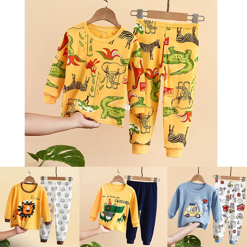 2022 Hot selling underwear suits 100% cotton oem pyjamas kids pajamas 2 pcs girl boys cartoon pajamas sets