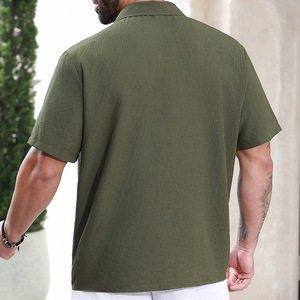 T-Shirt Costume <span class=keywords><strong>uomo</strong></span> manica corta con bottone in tintextured camicia <span class=keywords><strong>verde</strong></span> nuovi <span class=keywords><strong>abiti</strong></span> Casual da <span class=keywords><strong>uomo</strong></span> camicia - Product Image 2