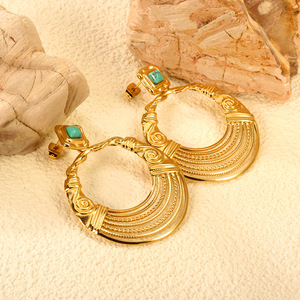 Pendientes de Aro Geométricos de Aleación de Zinc en Tono Dorado, Joyería de Moda para Mujer, Accesorio para Fiestas - Product Image 4