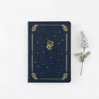 Carnet de notes A5 à pois Celestial en cuir bleu marine avec pochette cachée et rubans – Cadeau unique sur le thème des constellations