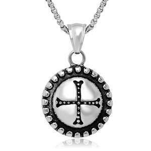Vintage Gothic <b>Cross</b> Pendant Necklace Titanium Steel Round Charm Unisex Gift Jewelry SP136 - Product Image 1