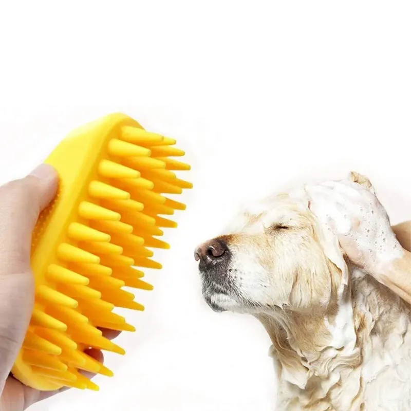 Bağımsız tasarım ve geliştirme yüksek kalite çok amaçlı kauçuk yumuşak Pet saç çıkarıcı Pet köpek masaj banyo tarak fırça