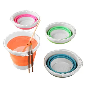 Portable Paint Brush Cleaner Foldable Cup Multifunctional Silicone Wash Pail Cleaning Painting Tools