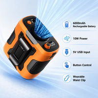 Ventilateur de ceinture portable 2026 dernière génération, rechargeable 6000 mAh, moteur sans balais, faible bruit, avec lumière USB, pour usage domestique et extérieur