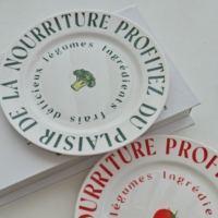 Assiette en céramique rétro française à motif végétal, 8 pouces, populaire sur Instagram, pour plats occidentaux, salades et desserts, personnalisable