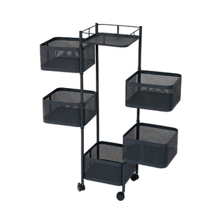 Mạnh Mẽ Nhà Bếp 3/4/5 Tier Stackable Dây Kim Loại Lưu Trữ Tổ Chức Trái Cây Rau Xoay Giỏ Với Bánh Xe Lăn - Product Image 5