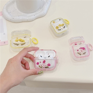 Estuche de Lujo para Auriculares Inalámbricos con Flores Secas para <span class=keywords><strong>iPhone</strong></span>, Funda de Lujo para Auriculares 2/3/4/Pro con Anillo - Product Image 4