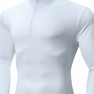 Ropa deportiva ajustada de manga larga con cuello alto, pecho abierto y cremallera. - Product Image 3