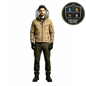 Ensemble de vêtements de travail anti-insectes et anti-moustiques pour hommes, avec capuche en filet, veste de travail et pantalon cargo, pour la foresterie et les activités de plein air - Product Image 1