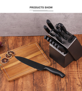 Xyj ensemble <span class=keywords><strong>de</strong></span> couteaux <span class=keywords><strong>de</strong></span> cuisine, série foncée, tout <span class=keywords><strong>noir</strong></span>, coutellerie en acier inoxydable, ensemble <span class=keywords><strong>de</strong></span> couteaux <span class=keywords><strong>de</strong></span> cuisine à manche creux, ensemble <span class=keywords><strong>de</strong></span> 13 pièces - Product Image 4