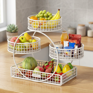 Moderno Estante de Almacenamiento de Frutas de Tres Niveles para Cocina con Diseño Circular y Uso Multifuncional - Product Image 6