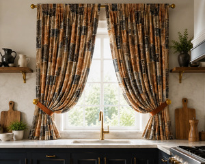 Geometric Wood Velvet <b>Curtain</b> Panel Art Nouveau Inspired Blackout Window Drapery Elegant Decorative Room Darkening <b>Curtain</b> - Product Image 4
