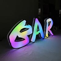 Наружная рекламная вывеска из нержавеющей стали с RGB LED подсветкой, 3D объемные светящиеся буквы с боковыми отверстиями, логотип, IP65 водонепроницаемая