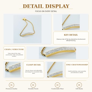 Pulsera de Circonia Cúbica con Cadena Dorada para Mujer, Acero Inoxidable, Ajustable, con Dijes Coloridos, Regalo de Joyería - Product Image 4