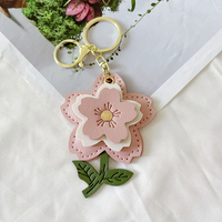 Nouveau porte-clés léger et durable en cuir, motif fleur d'hibiscus, orchidée, marguerite, pour sac à main