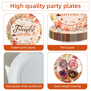 Popular Friendsgiving <b>Party</b> Supplies Disposable Paper Plates Cups Napkins Set Pumpkin Fall Tableware for Thanksgiving Dinner - Product Image 2