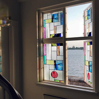 Transparente Aquarell-Dekorfolie zur Wärmeisolierung für Fenster in Wohnungen, PVC mit Modernem Design, Mattierte Rolle für Glasanwendungen